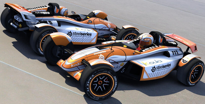 Picture of the Pyrogen StadiumCar. It is orange and white with grey accents.